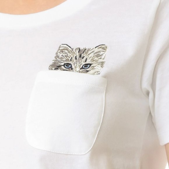 Paul & Joe Sister Glendale Cat Pocket Tee in White ASO Taylor Swift - Picture 2 of 3